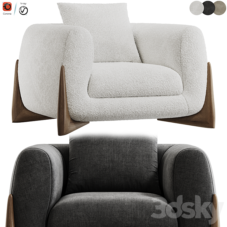 Softbay Armchair by Porada 3DS Max Model - thumbnail 1