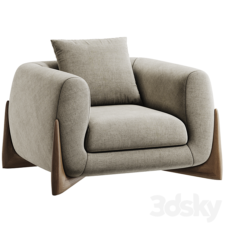 Softbay Armchair by Porada 3DS Max Model - thumbnail 2