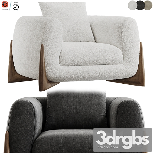 Softbay Armchair by Porada 3dsmax Download - thumbnail 1