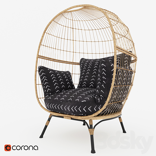 Southport Vee Striped Egg Chair 3ds Max - thumbnail 1