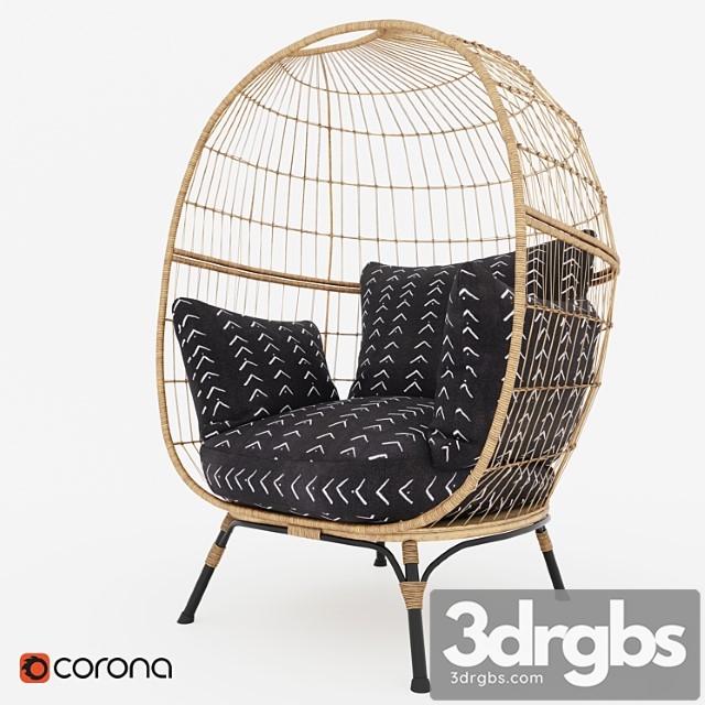 Southport Vee Striped Egg Chair 3dsmax Download - thumbnail 1