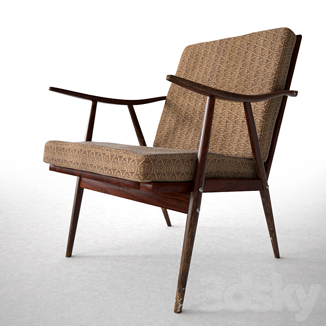 Soviet vintage chair of the 60s Bratislava 3ds Max - thumbnail 1