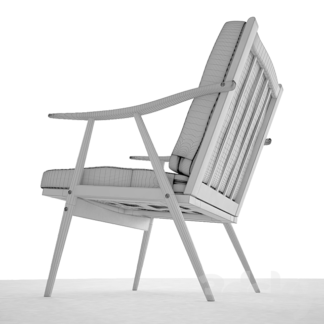 Soviet vintage chair of the 60s Bratislava 3ds Max - thumbnail 3