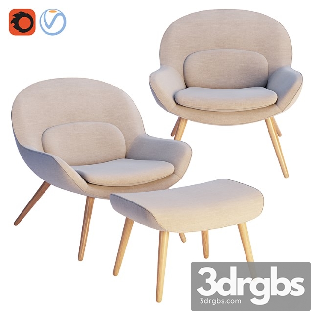 Steelcase x bolia – philippa armchair & pouf 3dsmax Download - thumbnail 1