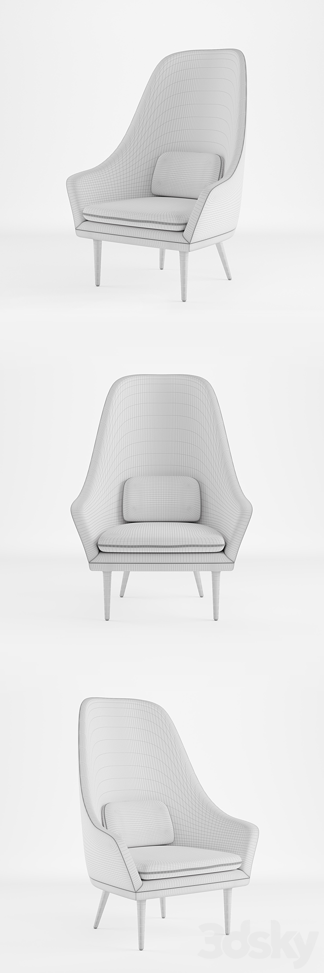 Stellar Works – Lunar Highback Chair 3DS Max Model - thumbnail 3