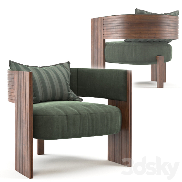 Striped chair 3DS Max - thumbnail 1