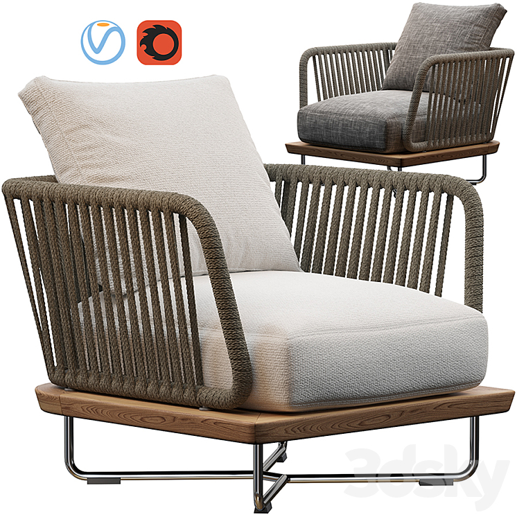 Sunray armchair Minotti outdoor 3DS Max - thumbnail 1