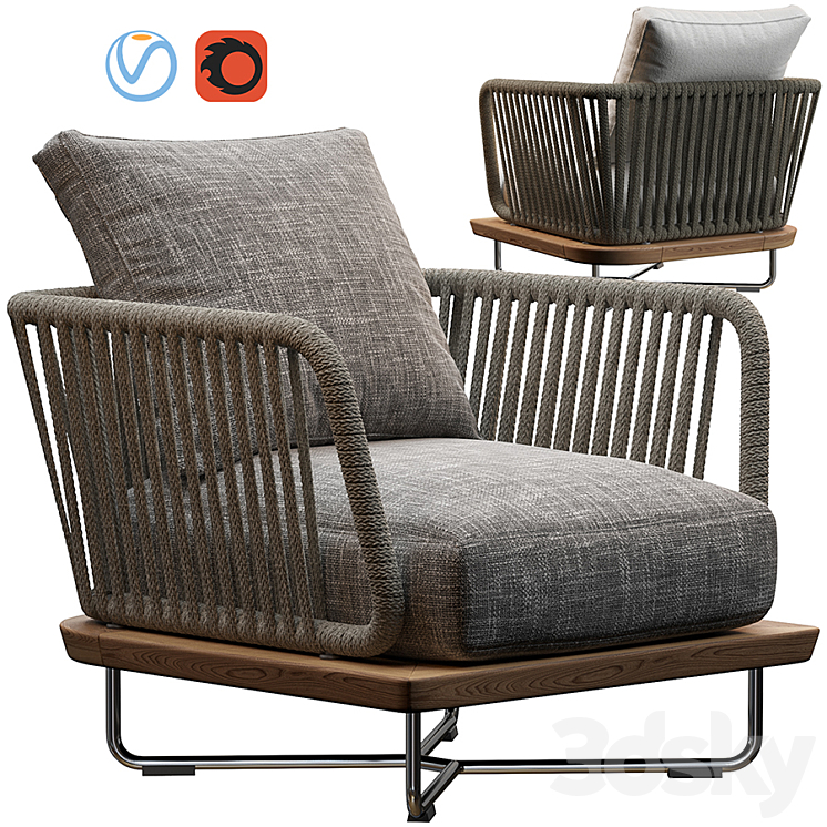 Sunray armchair Minotti outdoor 3DS Max - thumbnail 2