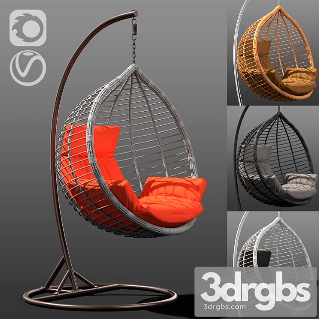 Suspended Wicker Chair Rocking Acapulco in 4 Colors 3dsmax Download - thumbnail 1