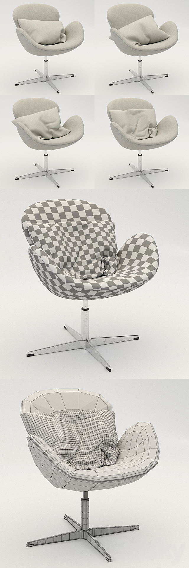 Swan chair by Fritz Hansen 3ds Max - thumbnail 3