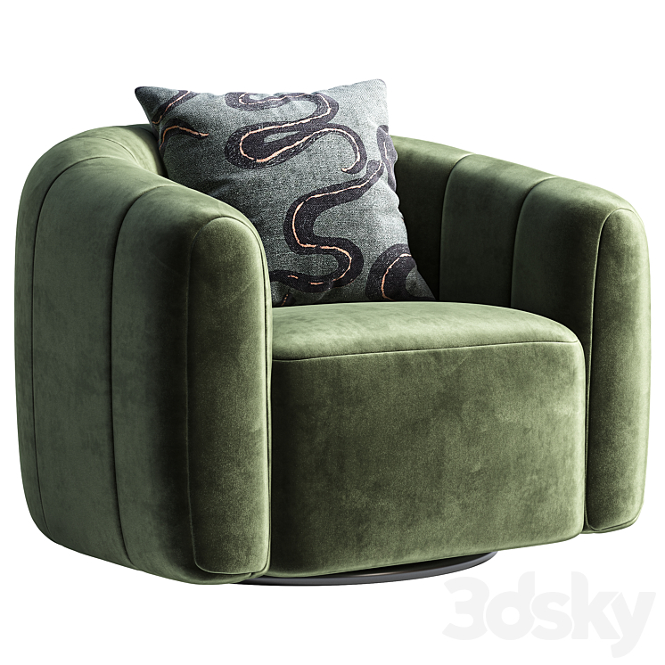 Swivel armchair CB2 Fitz 3DS Max Model - thumbnail 1