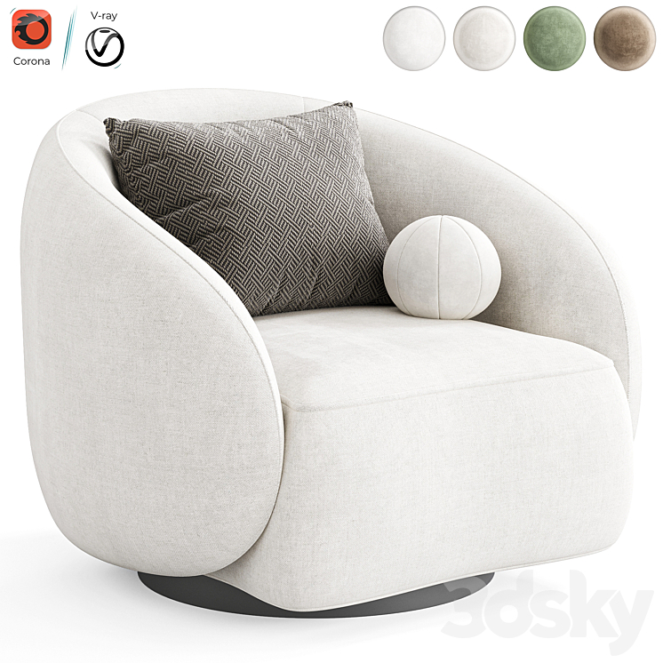 Swivel Chair Amore by Eichholtz 3DS Max Model - thumbnail 3