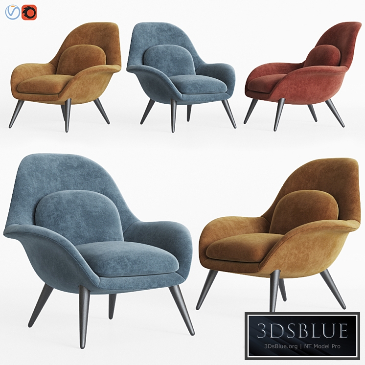 Swoon Lounge – Fredericia Furniture 3DS Max - thumbnail 3