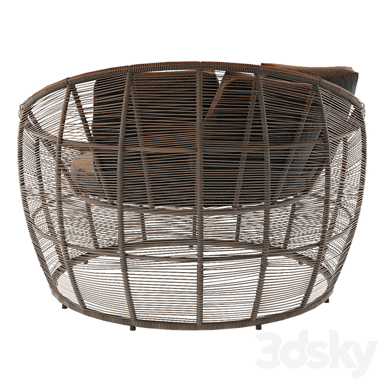 TAMARIN Round Gray Resin Wicker Garden Armchair 3DS Max - thumbnail 2