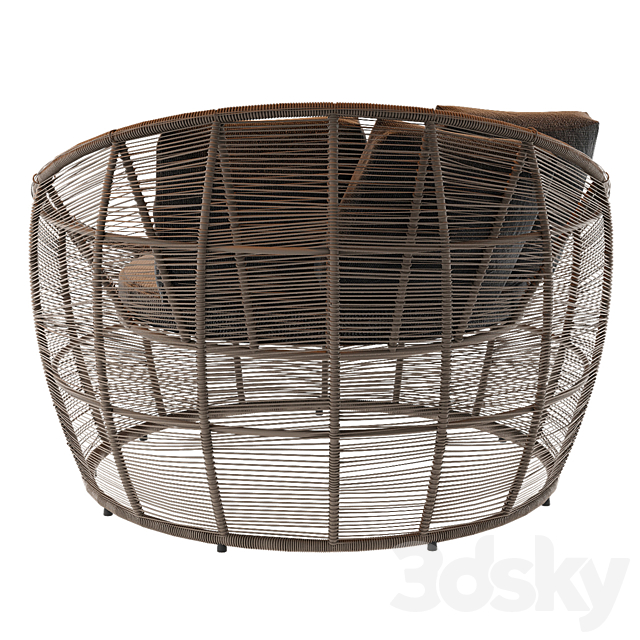 TAMARIN Round Gray Resin Wicker Garden Armchair 3DSMax File - thumbnail 2