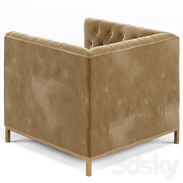 Tarrington Fawn Mohair Tufted Cube Armchair 3DSMax File - thumbnail 2