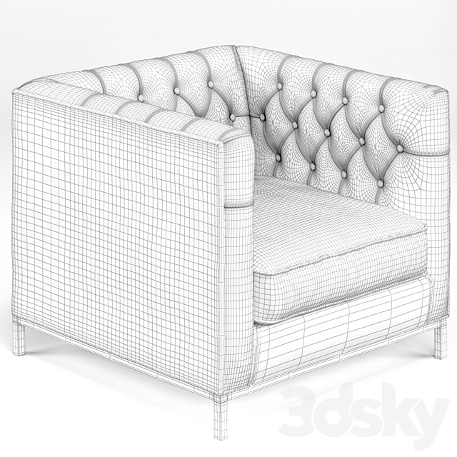 Tarrington Fawn Mohair Tufted Cube Armchair 3DSMax File - thumbnail 3