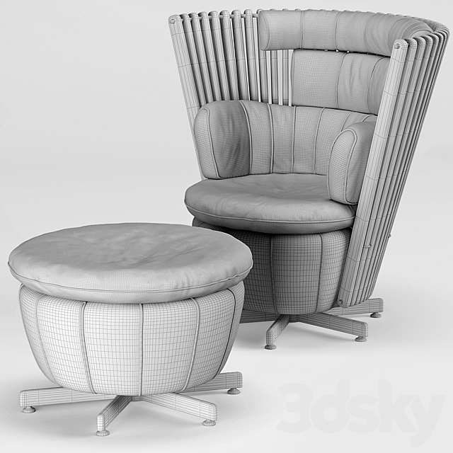 Tavarua Arm Chair Tavarua Ottoman 3ds Max - thumbnail 3