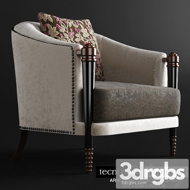 Tecninova 1262 Armchair Col Argento 3dsmax Download - thumbnail 1