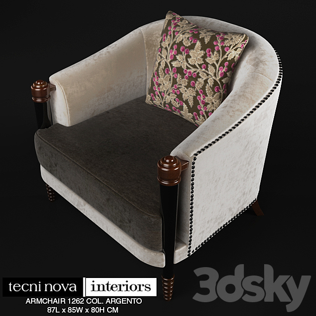 TECNINOVA-1262 ARMCHAIR COL. ARGENTO 3DSMax File - thumbnail 3