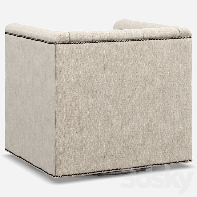 Thatcher Modern Classic Tufted Ivory Linen Swivel Armchair 3DS Max Model - thumbnail 2