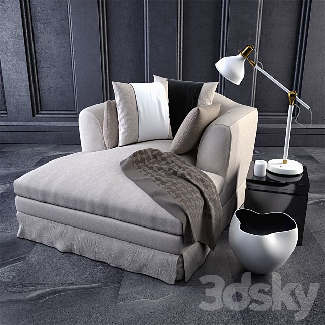 The Evelyn Chaise 3DS Max Model - thumbnail 1