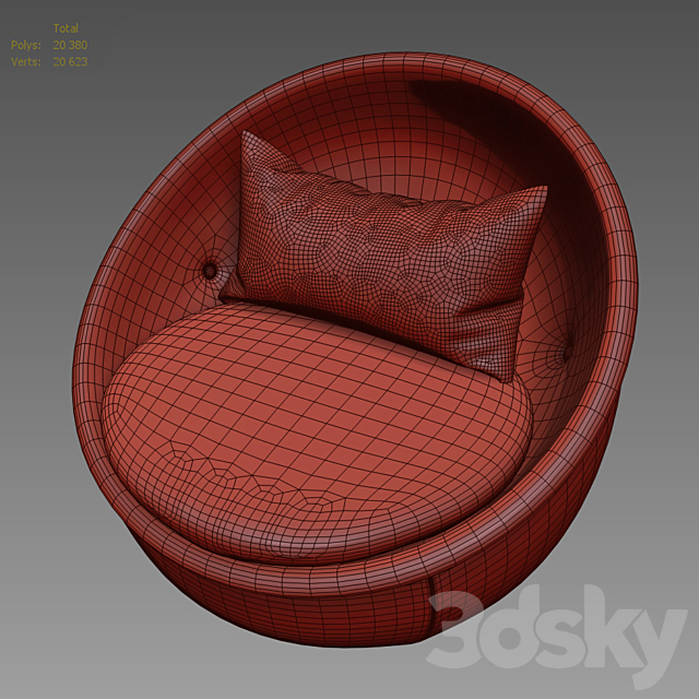 The Good Egg Swivel Chair by Milo Baughman 3ds Max - thumbnail 2