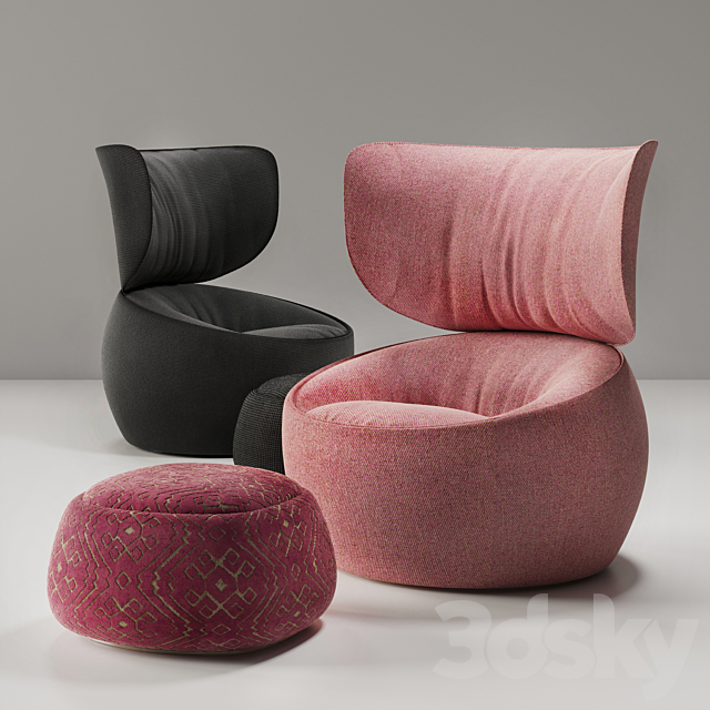 The Hana Armchair Wingback 3DS Max Model - thumbnail 2