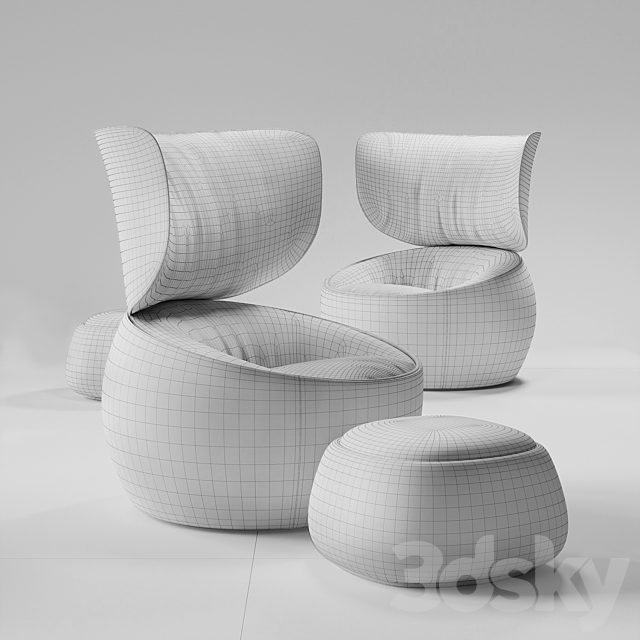 The Hana Armchair Wingback 3DS Max Model - thumbnail 3