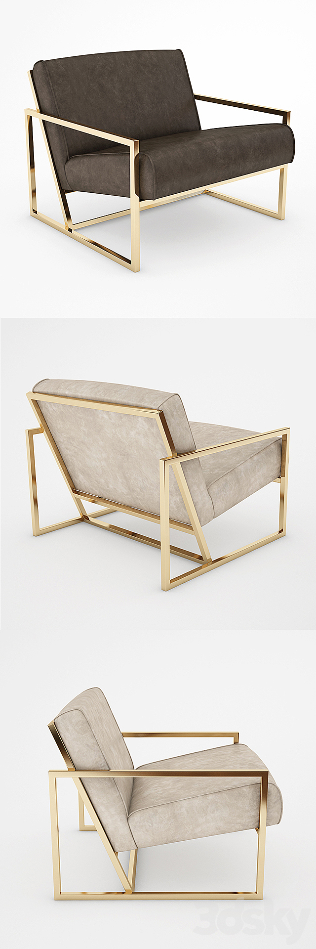 Thin Frame Lounge Chair 3ds Max - thumbnail 2