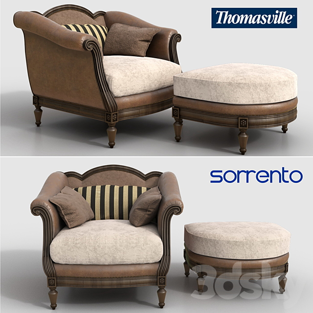 Thomasville: chair and ottoman Sorrento 3DSMax File - thumbnail 1