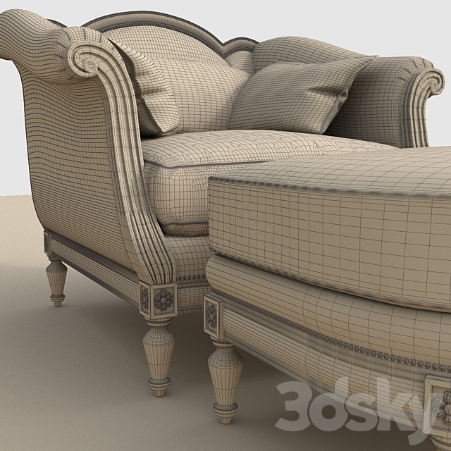 Thomasville: chair and ottoman Sorrento 3DSMax File - thumbnail 2