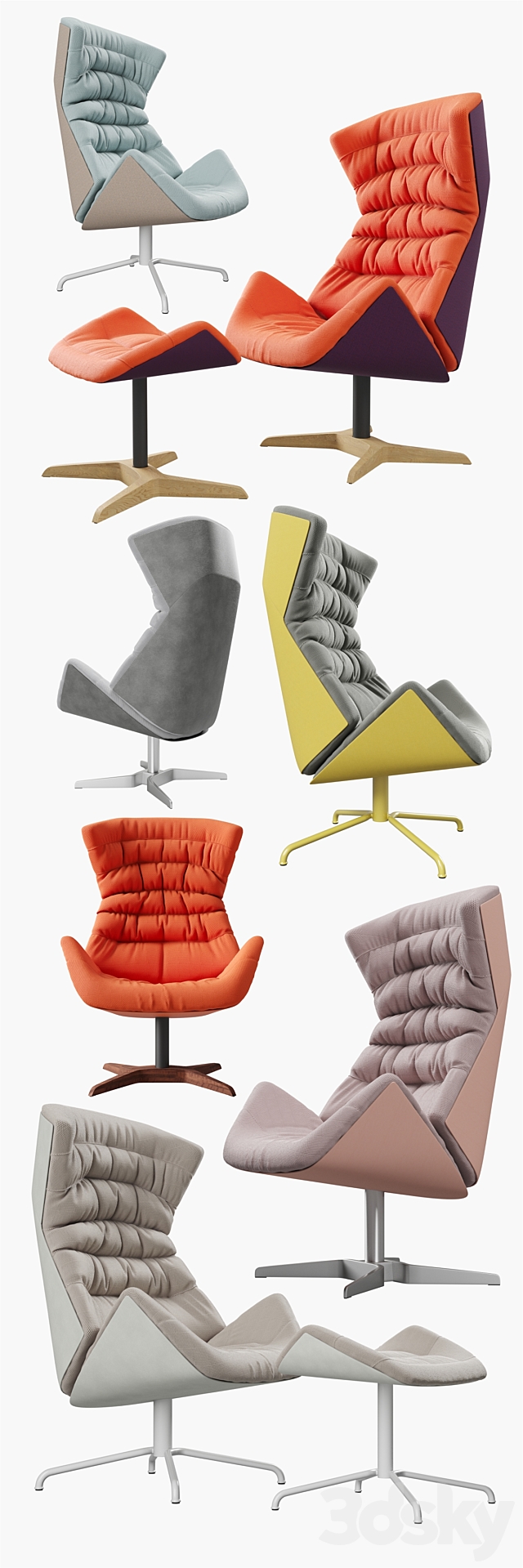 THONET 808 Lounge Armchair 3DS Max Model - thumbnail 2