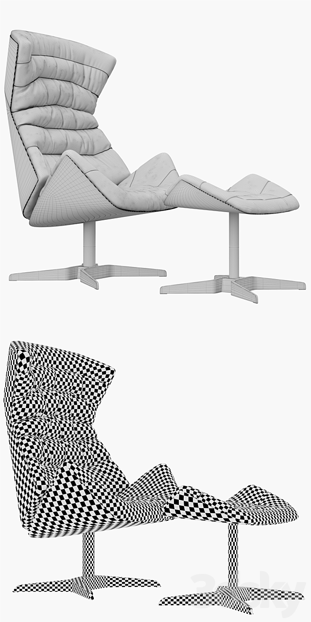 THONET 808 Lounge Armchair 3DS Max Model - thumbnail 3