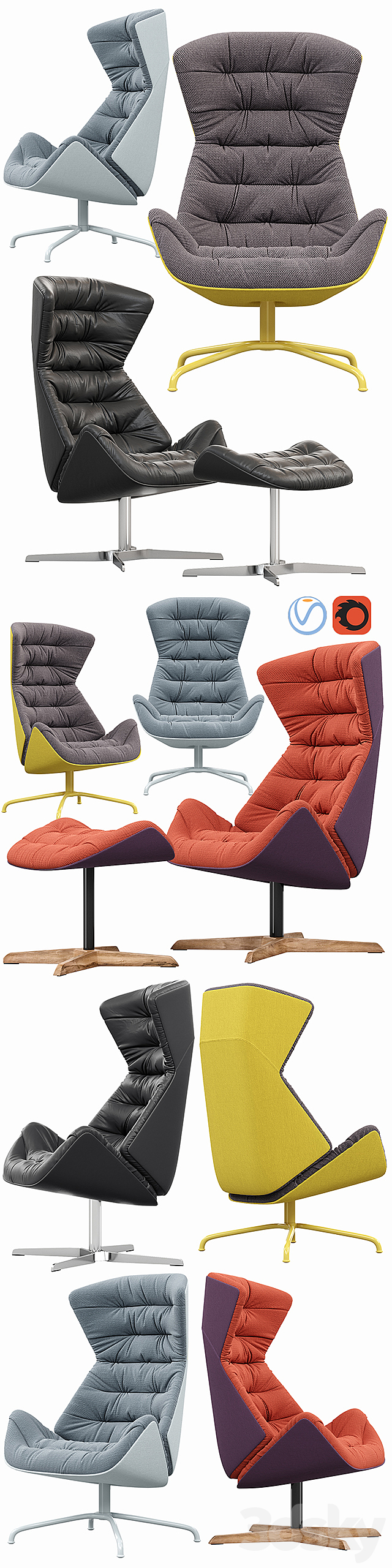 Thonet lounge chair 808 3ds Max - thumbnail 2