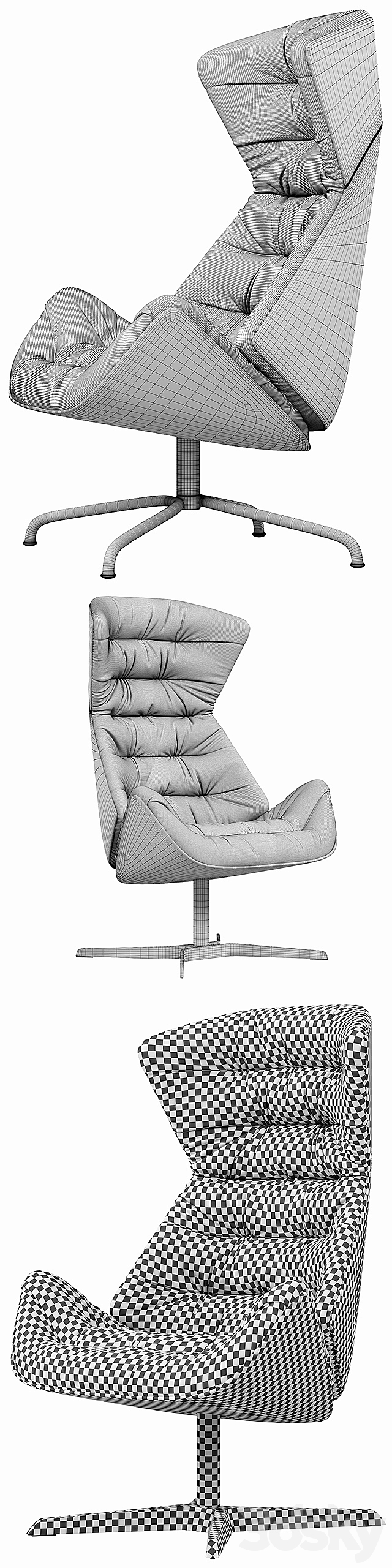 Thonet lounge chair 808 3ds Max - thumbnail 3