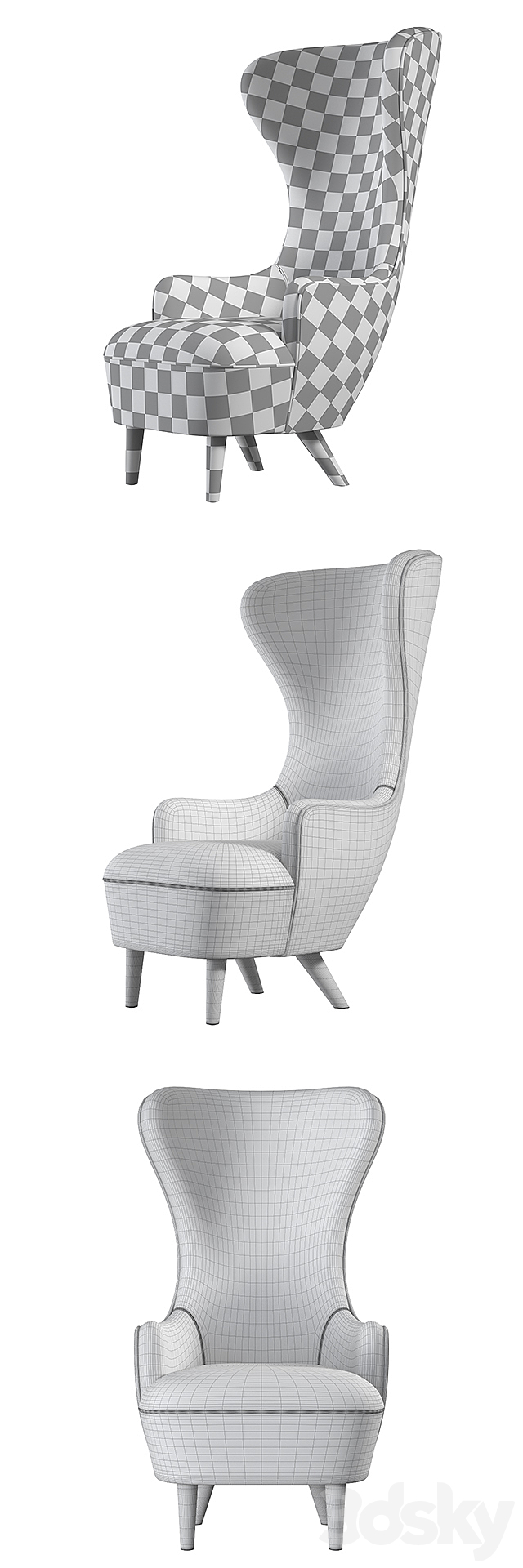 Tom Dixon Wingback Chair 3DSMax File - thumbnail 3