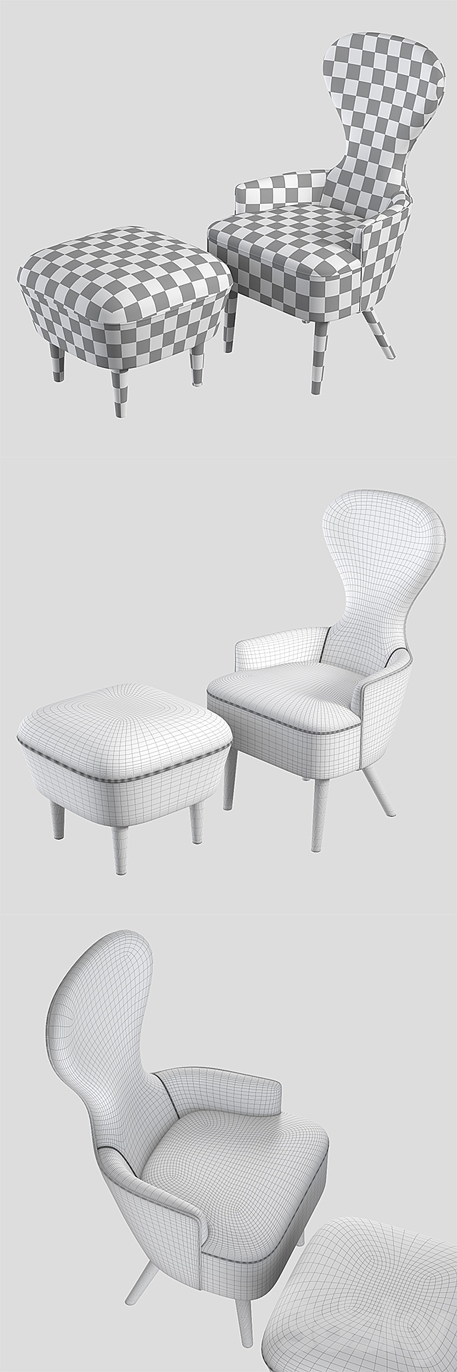 Tom Dixon Wingback Dining Chair 3DS Max Model - thumbnail 3