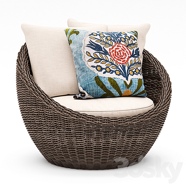 TORREY ALL-WEATHER WICKER PAPASAN CHAIR ESPRESSO 3ds Max - thumbnail 1