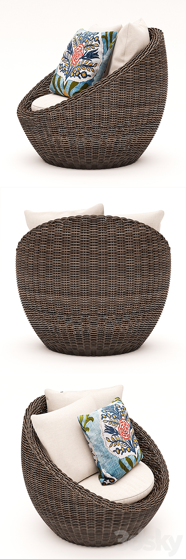 TORREY ALL-WEATHER WICKER PAPASAN CHAIR ESPRESSO 3ds Max - thumbnail 2