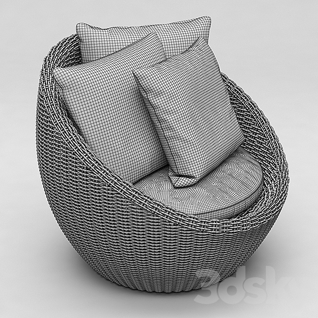 TORREY ALL-WEATHER WICKER PAPASAN CHAIR ESPRESSO 3ds Max - thumbnail 3