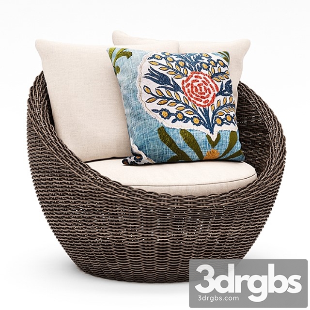 Torrey All Weather Wicker Papasan Chair Espresso 3dsmax Download - thumbnail 1