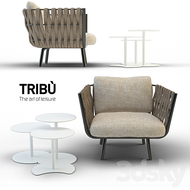 Tosca club chair _ drops side table 3ds Max - thumbnail 1