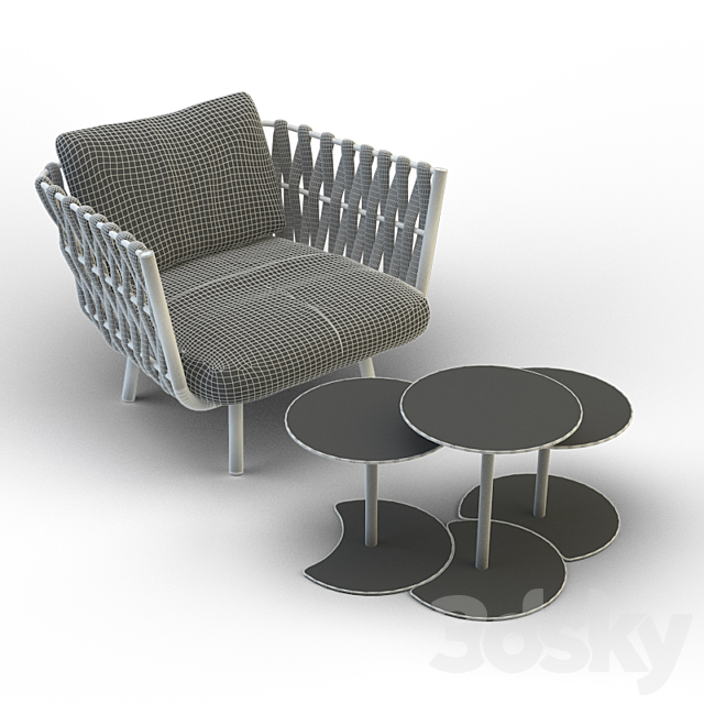 Tosca club chair _ drops side table 3ds Max - thumbnail 3