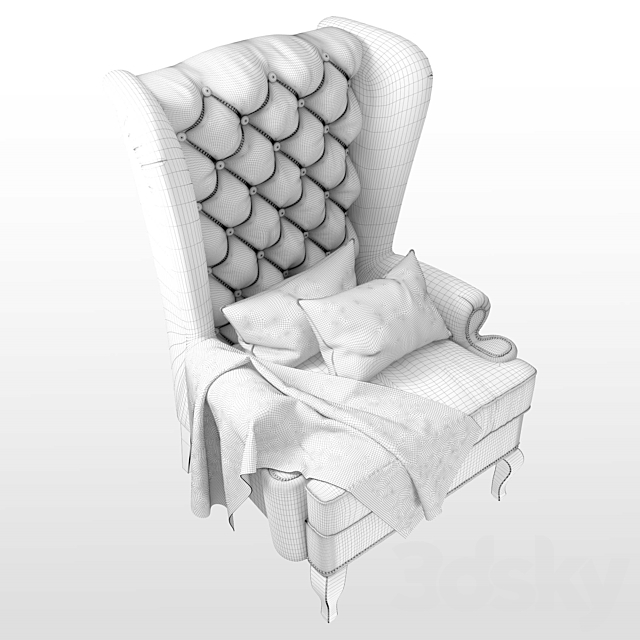 Trent austin design wingback chair (on PRO) 3ds Max - thumbnail 3