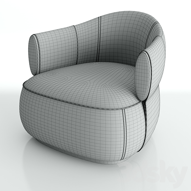 Trussardi Casa Larzia Armchair 3DS Max Model - thumbnail 2