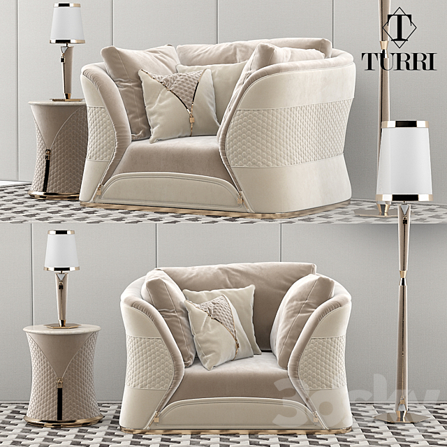 Turri Vogue sofa armchair set 3ds Max - thumbnail 1