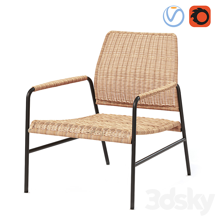 ULRIKSBERG Anthracite rattan chair 3DS Max - thumbnail 1