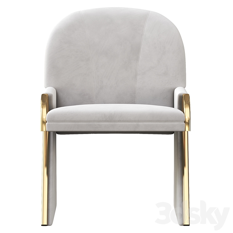 Uncommon Brass and Upholstered Art Deco Revival Lounge Chairs 3DS Max Model - thumbnail 2