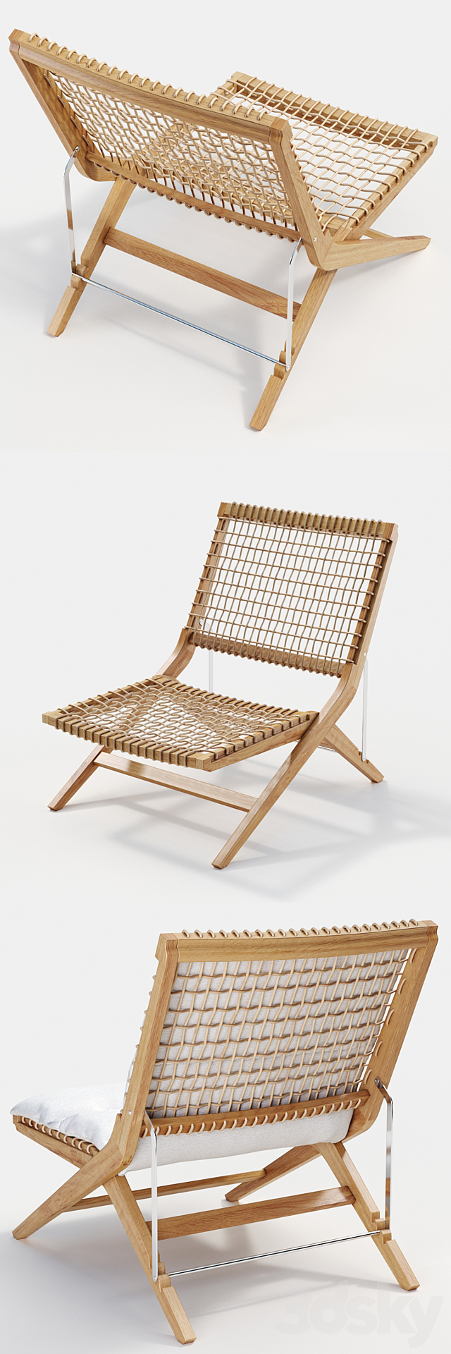 Unopiu Synthesis folding deckchair 3DS Max Model - thumbnail 2